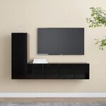 vidaXL Ensemble de meuble TV 3 Pièces Noir Aggloméré