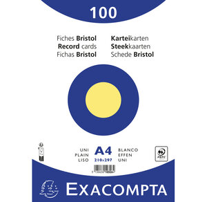 Paquet 100 Fiches Sous Film - Bristol Uni Non Perforé 210x297mm - X 10 - Exacompta