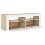 vidaXL Meuble TV avec lumières LED blanc et chêne sonoma 120x35x40 cm