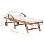 vidaXL Chaises longues avec coussins 2 Pièces Bois de teck solide Crème