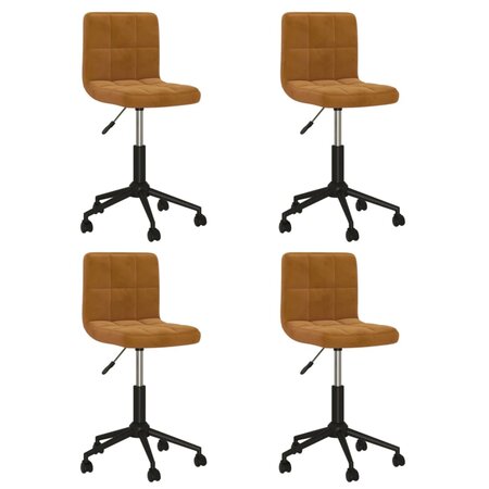 vidaXL Chaises pivotantes à manger lot de 4 marron velours