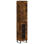 vidaXL Buffet haut Chêne fumé 34 5x34x180 cm Bois d'ingénierie