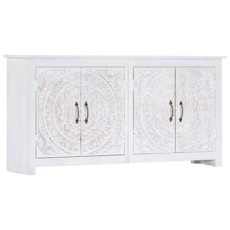 vidaXL Buffet fait à la main Blanc 140x30x70 cm Bois d'acacia massif