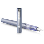 Parker vector xl stylo plume  laque bleu-argent métallisée sur laiton  plume fine  encre bleue  coffret cadeau