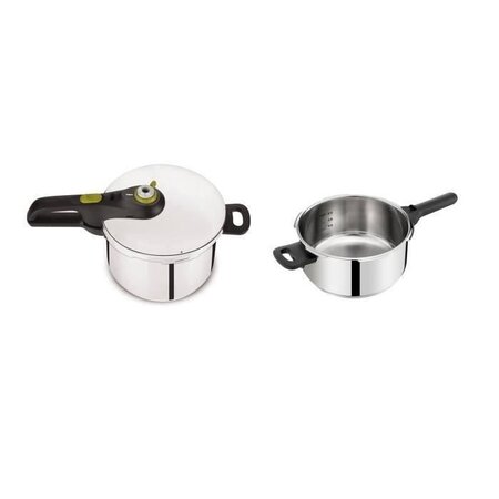 Tefal p2544337 autocuiseur cocotte-minutre secure 5 neo - 2 cuves 4 l et 6 l - tous feux dont induction - inox