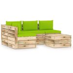 vidaXL Salon de jardin 5 Pièces avec coussins Bois imprégné de vert