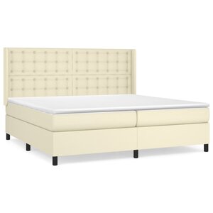 vidaXL Lit à sommier tapissier avec matelas Crème 200x200cm Similicuir