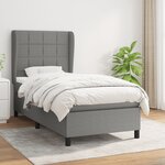 vidaXL Lit à sommier tapissier avec matelas Gris foncé 90x200 cm Tissu