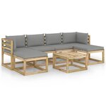 vidaXL Salon de jardin 7 Pièces avec coussins bois de pin imprégné