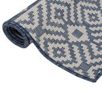 vidaXL Tapis à tissage plat d'extérieur 120x170 cm Rayures bleues
