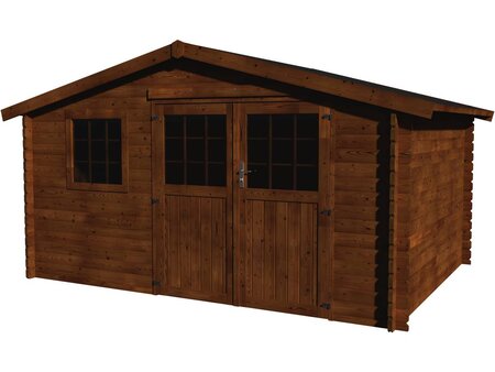Abri jardin bois "Vallauris" - 15.84 m² - 3.98 x 3.98 x 2.29 m - 34 mm - Traité marron
