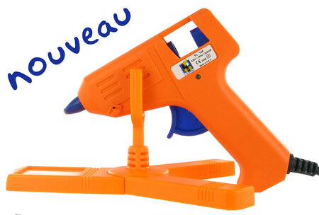 Pistolet à colle (glue gun) + base de stabilité