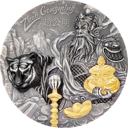 ZHAO GONGMING Gilded Asian Mythology 3 onces argent monnaie 20 Dollars Cook Islands 2021