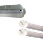 Kit de réglette led étanche double pour tubes t8 150cm ip65 (2 tubes néon  lumineuse led 150cm t8 24w inclus) - blanc froid 6000k -
