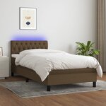 vidaXL Sommier tapissier et matelas et LED Marron foncé 90x190cm Tissu
