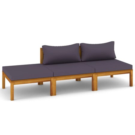 vidaXL Salon de jardin 3 Pièces avec coussin Bois d'acacia solide