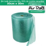 Lot de 20  rouleaux de film bulle d'air recycle largeur 50 cm x longueur 50 mètres - gamme air'roll green de la marque enveloppebulle