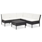 vidaXL Salon de jardin 6 Pièces avec coussins Résine tressée Noir