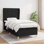 vidaXL Lit à sommier tapissier avec matelas Noir 90x200 cm Tissu