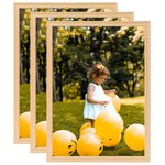 vidaXL Collage de cadres photo 3 Pièces pour mur Chêne clair 59 4x84 cm
