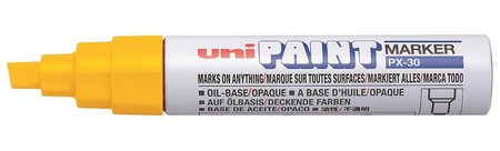 Marqueur PAINT Marker PX30 Pte biseautée large 4 - 8,5mm Jaune UNI-BALL