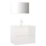 vidaXL Ensemble de meubles de salle de bain Blanc brillant Aggloméré