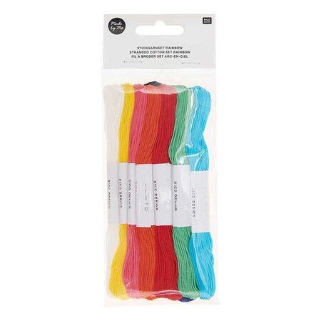 10 fils à broder en coton - Arc en ciel