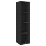 vidaXL Meuble TV mural Noir brillant 37x37x142 5 cm Aggloméré