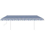 vidaXL Auvent manuel rétractable avec poteaux 5x3 5 m Bleu et blanc