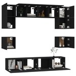 vidaXL Ensemble de meubles TV 8 Pièces Noir Bois d'ingénierie