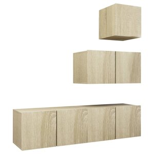 vidaXL Ensemble de meuble TV 4 Pièces Chêne sonoma Aggloméré