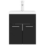 vidaXL Armoire d'évier avec lavabo intégré Noir Aggloméré
