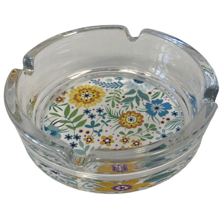 Cendrier en verre - petites fleurs