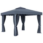 vidaXL Tonnelle avec rideau 3x3 m Anthracite Aluminium