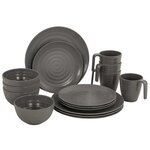 Bo-Camp Vaisselle 16 Pièces Stone mélamine gris