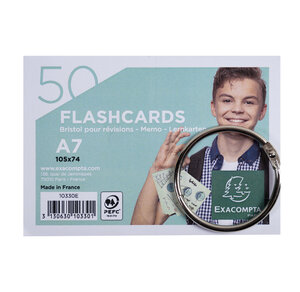 Paquet De 50 Flashcards Sous Film + Anneau - Bristol Ligné Perforé - Format A7 - X 19 - Exacompta