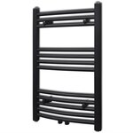 vidaXL Sèche-serviettes eau chaude à rails incurvés noir 500 x 764 mm