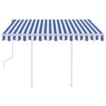 vidaXL Auvent manuel rétractable avec poteaux 3x2 5 m Bleu et blanc
