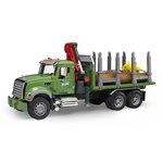 BRUDER - 2824 - Camion de transport de bois MACK Granite avec grue et rondins de bois - Echelle 1:16 - 61 cm