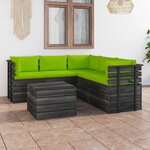 vidaXL Salon palette de jardin 6 Pièces avec coussins Bois de pin massif