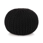 vidaXL Pouf tricoté à la main Coton 50 x 35 cm Noir