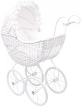 Landau de poupée rétro en rotin  63 x 28 x 72 cm