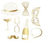 Accessoires Photobooth Réveillon En Papier - Blanc Et Or - 15 5x23 8 Cm - Draeger paris