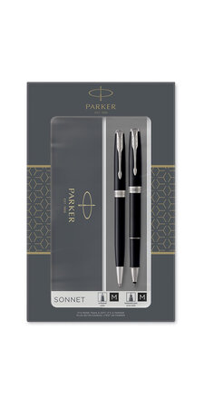 PARKER Sonnet coffret cadeau Duo : Stylo bille noir + Stylo roller  noir