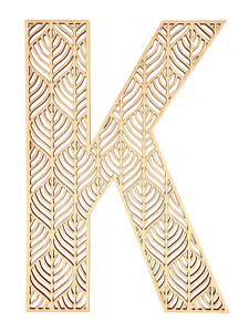 Lettre K en bois Alphabet géant ajouré 24 cm