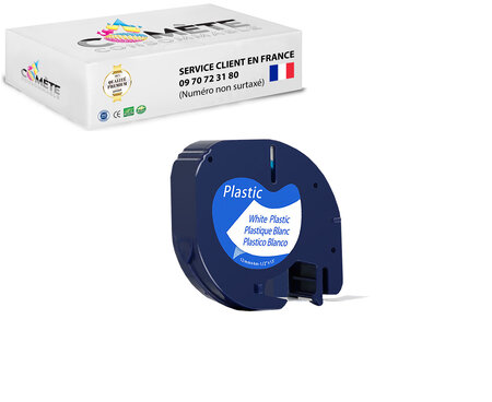 1 ruban 91331 compatible pour etiqueteuses dymo letratag - 12mm x 4m noir sur blanc