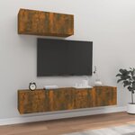 vidaXL Ensemble de meubles TV 3 Pièces Chêne fumé Bois d'ingénierie