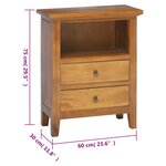 vidaXL Table de chevet 60x30x75 cm bois massif d'acajou