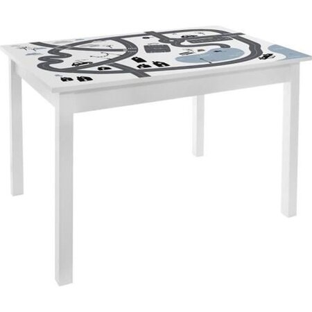 Table enfant imprimé circuit de voiture - Bois Blanc - L 77 x P 55 x H 48 cm
