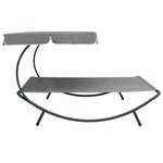 vidaXL Lit de repos d'extérieur avec auvent Gris